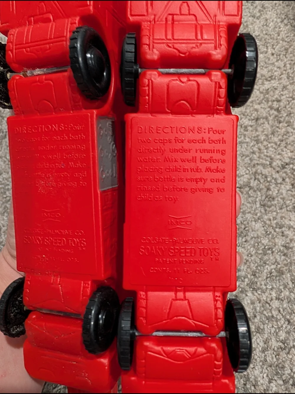 Vintage 1960's Lot of 2 (TWO) IMCO Colgate-Palmolive Co. Soaky Speed Toys